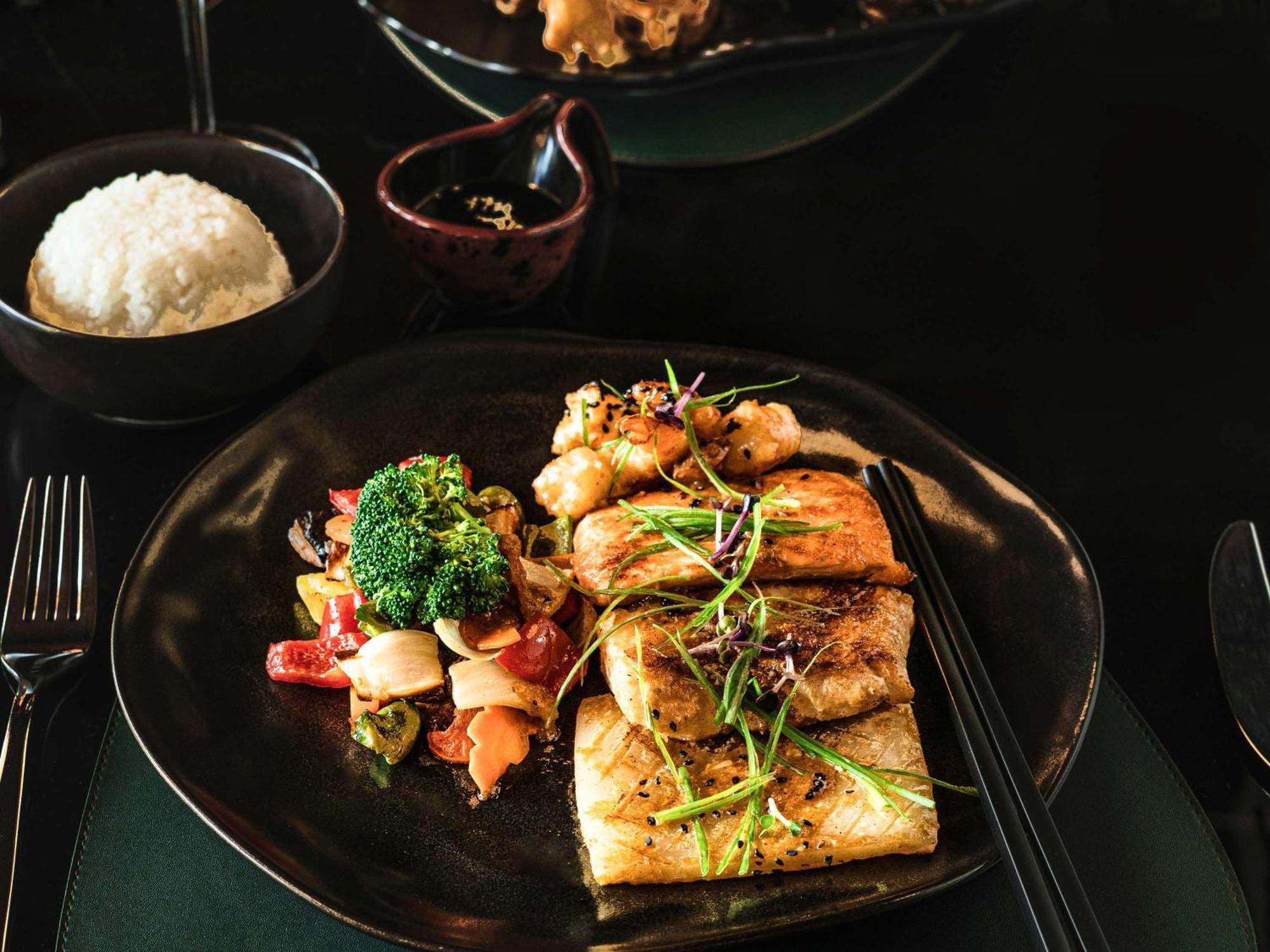 Moevenpick Hotel Cairo - Media City Giza Exterior photo A plate of tofu with vegetables